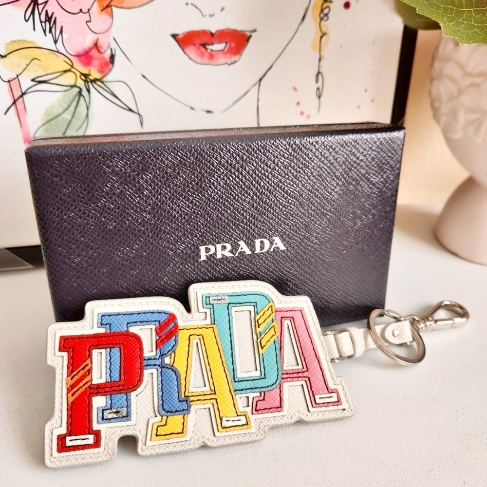 Prada Saffiano Leather Logo Trick Bag Charm